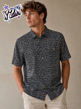 Puritan Black & White Abstract Short Sleeve Shirt